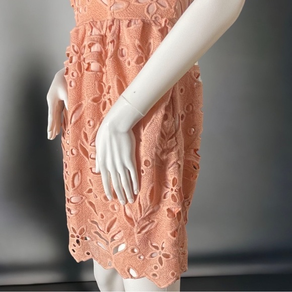 Dee Elly Floral Eyelet Halter Dress - Peach / Pale Coral / Size Small - Picture 14 of 15